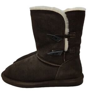 𝅺BEARPAW Abigail Brown Suede Sheepskin Wool Women's Size 10